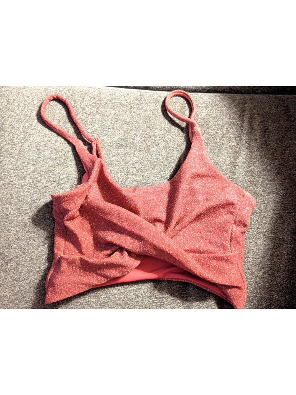 Beachriot Womens Sparkling Metallic Knit Cropped Tank Top S Pink/Gold Adjustable